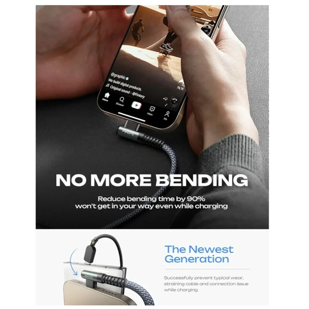 AINOPE USB C Cable to USB C 60W 2-Pack 6.6ft Nylon Braided Type C Fast Charger